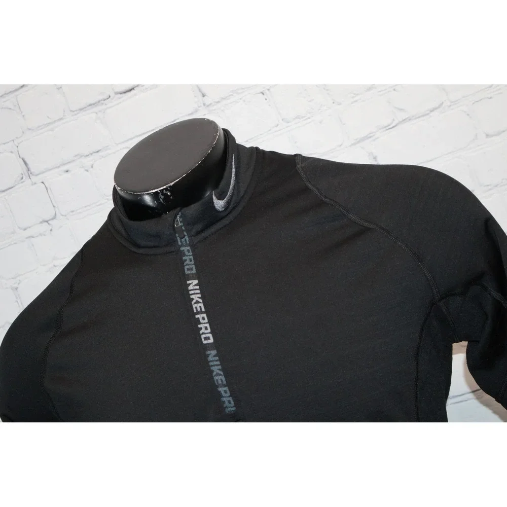 Nike Pro 1/4 Zip Shirt Mens Large Fitted Mock Neck Pullover Hyper Warm Workout
